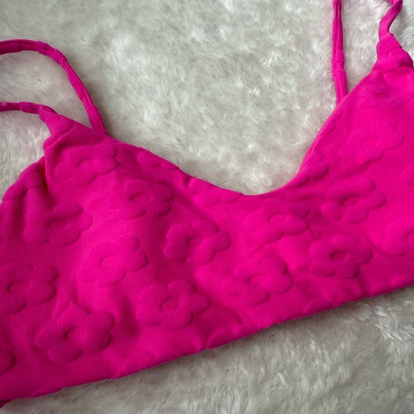 Hurley Pink Floral Terry Cloth Bikini Top - Picture 1 of 5